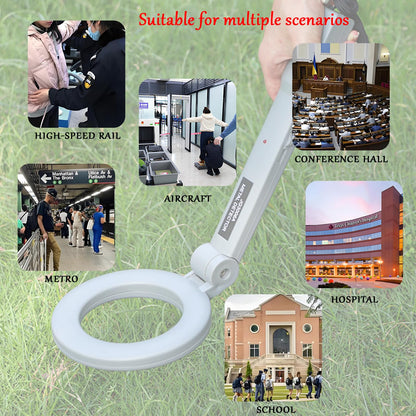 Portable Handheld Metal Detector with 180° Rotating Probe – Foldable Design, LED Indicator & Alarm, Ideal for Security Checks, Schools, Airports, and Outdoor Use (Gray)
