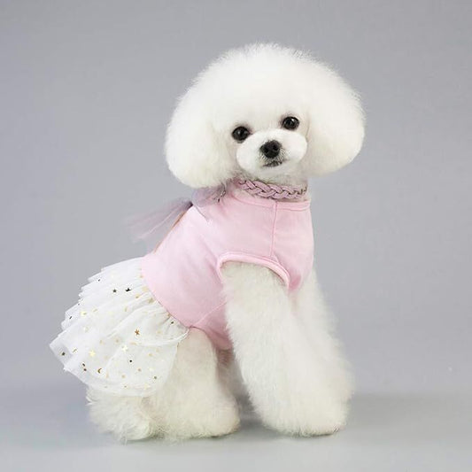 Pet products 2-Pack Small Dog Dress Female Tiny Puppy Clothes Girl Tutu for Dogs Dresses Harness Birthday Apparel（Chest circumference42cm, back length30cm, neck circumference29cm）