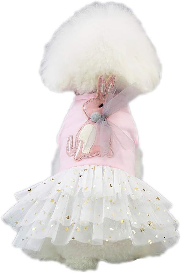 Pet products 2-Pack Small Dog Dress Female Tiny Puppy Clothes Girl Tutu for Dogs Dresses Harness Birthday Apparel（Chest circumference47cm, back length35cm, neck circumference32cm）