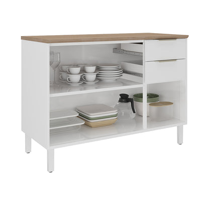 Base Kitchen Steel Cabinet/Cupboard with 3 Doors + 2 Drawers - Renova White Flat Pack DIY