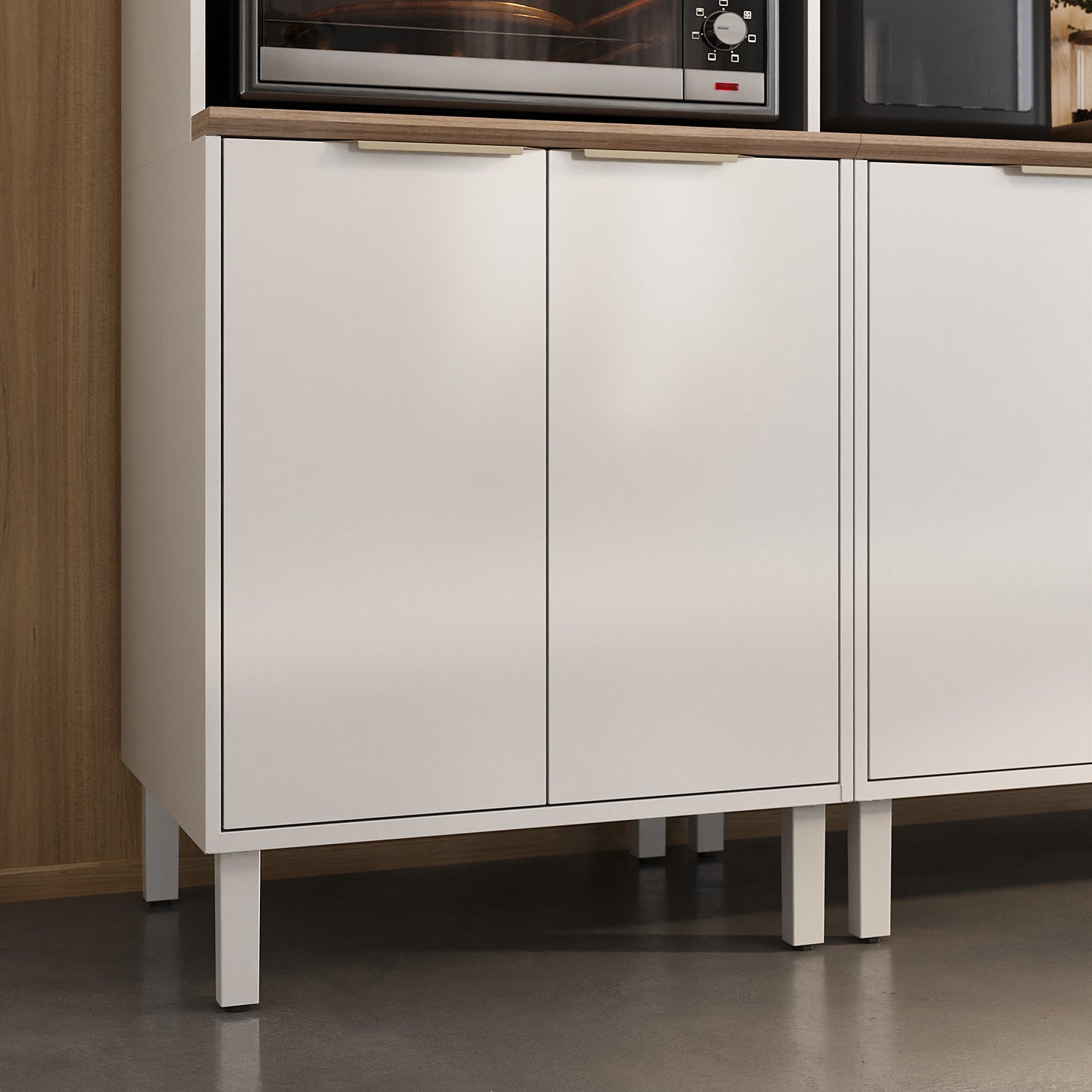 Base Kitchen Steel Cabinet/Cupboard with 3 Doors + 2 Drawers - Renova White Flat Pack DIY