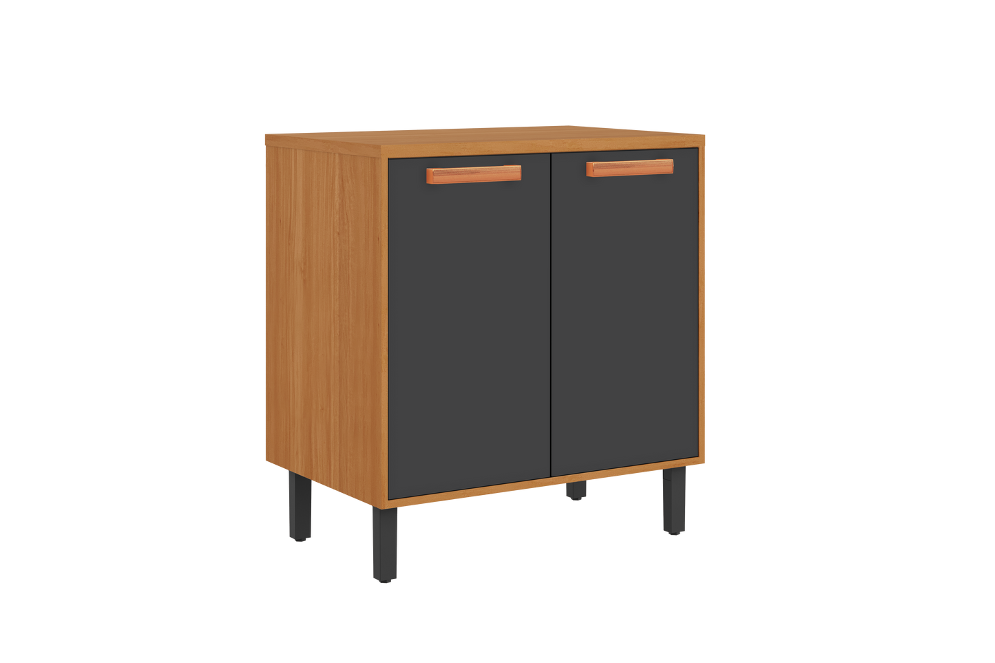 Base Kitchen Wooden Cabinet/Cupboard with 2 Doors in Cinnamon Finish - Napoles White/ Graphite Flat Pack DIY