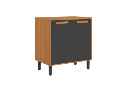 Base Kitchen Wooden Cabinet/Cupboard with 2 Doors in Cinnamon Finish - Napoles White/ Graphite Flat Pack DIY