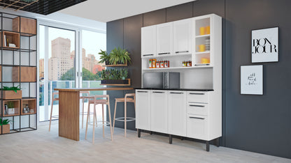 Free Standing White Flat Pack DIY Steel Kitchen Cupboard/Pantry with 8 Doors + 2 Drawers - Florenca
