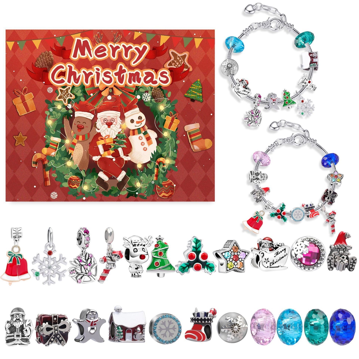 Christmas DIY Jewelry & Craft Advent Calendar(Christmas reindeer,20*17*1.1)