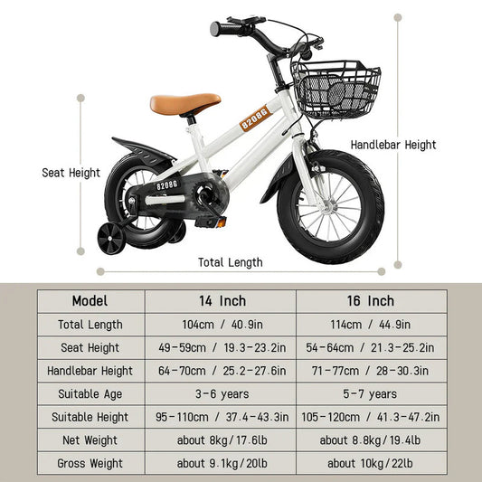 Kids Bike for Girls 3-7 Years with Basket