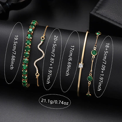 Green Womens Quartz Watch Jewelry Gift Set