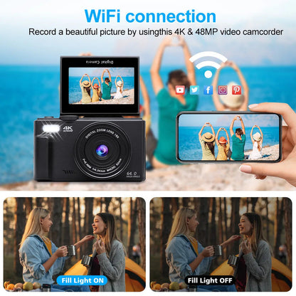 Digital Camera with Zoom Autofocus Black