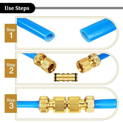 Brass Garden Hose Connectors Double Male 4 Set Compatible with Garden Hose Faucet