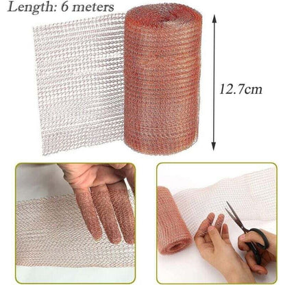 Copper net, 1 roll of 6 meters, against snails, mice, birds and nematodes, garden protection against rodents, knitted copper