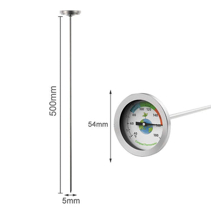 Compost Thermometer with Max Dial for Garden Soil Measurement Portable