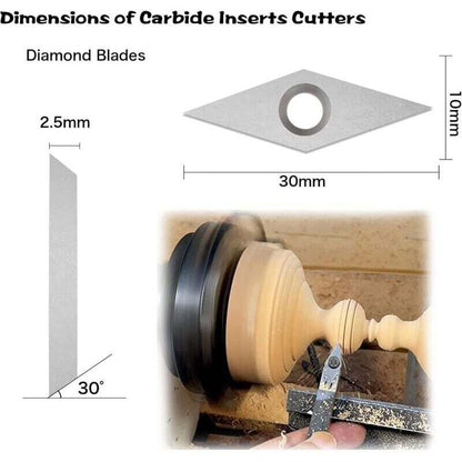 12 pcs Carbide Cutting Inserts Wood Turning Tools Carbide Inserts Wood Turning Gouges
