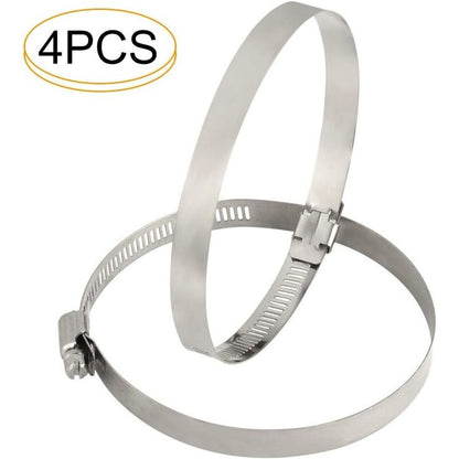 4 pcs Stainless Steel Hose Clamps - Adjustable For Fixing Flexible Hoses (141Mm-165Mm)
