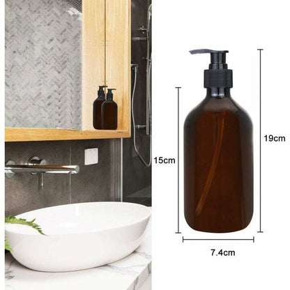 4 pcs Amber Dispenser Bottles 500Ml Amber Pump Bottles Empty Amber Plastic Bottle For Lotion Shower Gel Hand Soap