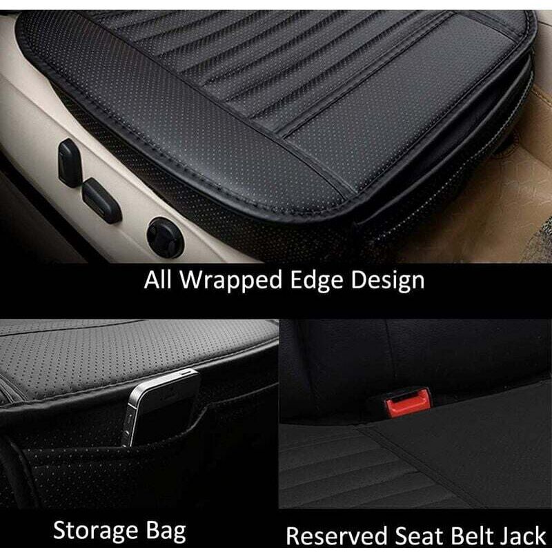 Universal Front Car Seat Cover Super Breathable Bamboo Charcoal Pu Leather,20.8 20.1''(1 Piece-Black)