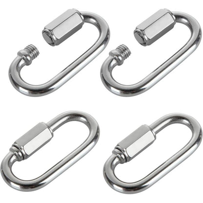 16 pcs M5 Stainless Steel Quick Link 304 D Shape Locking Carabiners, Mini Screw Carabiner For Hiking, Camping, Outdoor