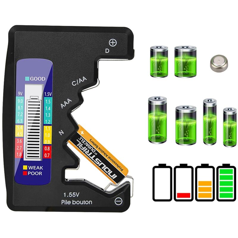 Digital Battery Tester, Universal Lcd Battery Tester For Aaa/Aa/C/D Button Cell 1.5V-9V Mini Batteries