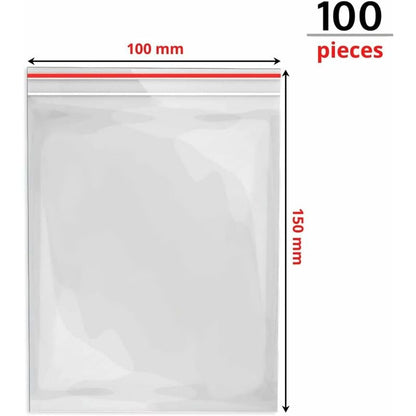 Clear Plastic Bag 100X150Mm Pouch Pack Of 100 Zip Lock Bags Plastic Bag I Reliable Small Clear Bag I Polythene Bags For