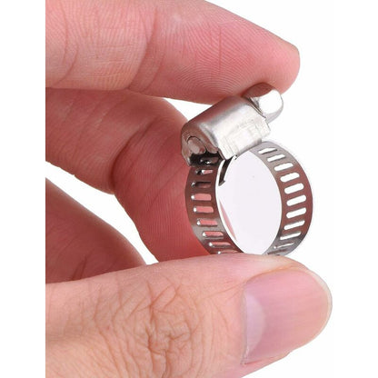 12 pcs Adjustable Stainless Steel Hose Clamp Pipe Clips Fastener (9-16Mm)