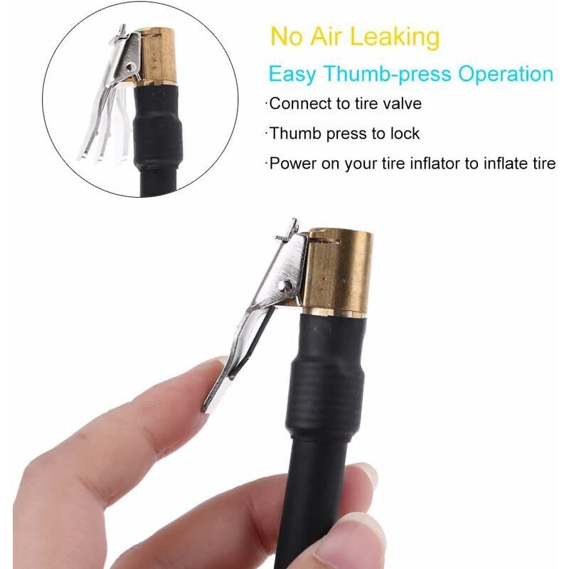 Tire Inflator Hose 20Cm Black Flexible Air Inflator Tire Air Hose With 2 Inflator Pump Hose Adapter For Inflating Car