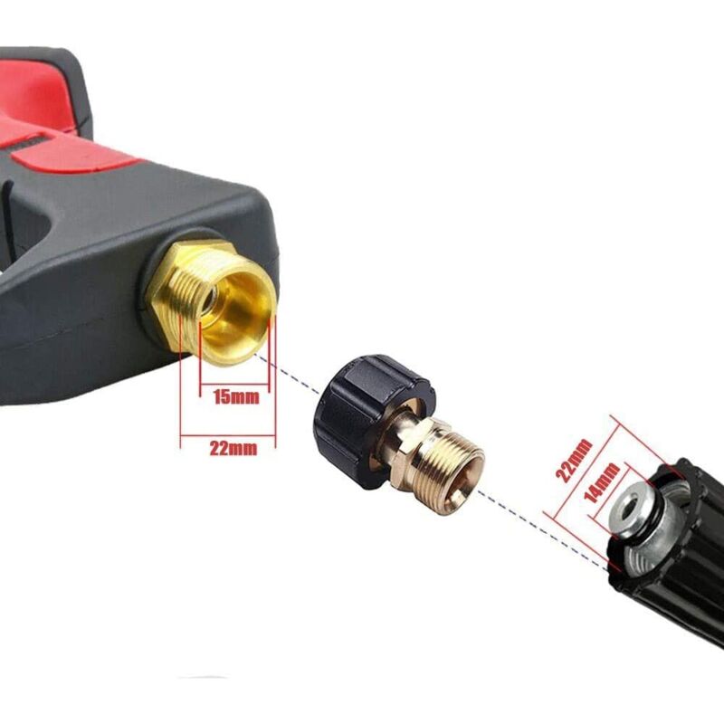 Pressure Washer Connector, M22 X 15Mm Female Thread To M22 X 14Mm Male Thread Quick Connect Pressure Washer Adapter