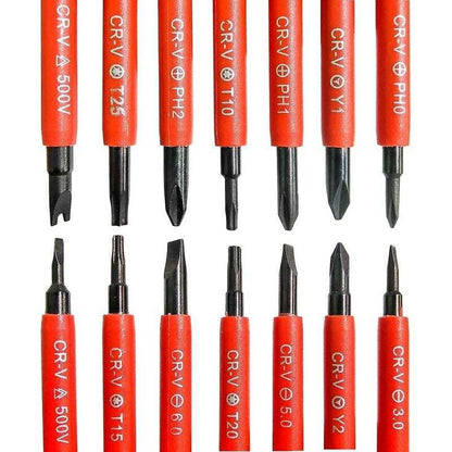 7 pcs Insulated Electrical Screwdriver Set Multifunctional 14 In 1 Interchangeable Alloy Electrician Repair Tool Kit
