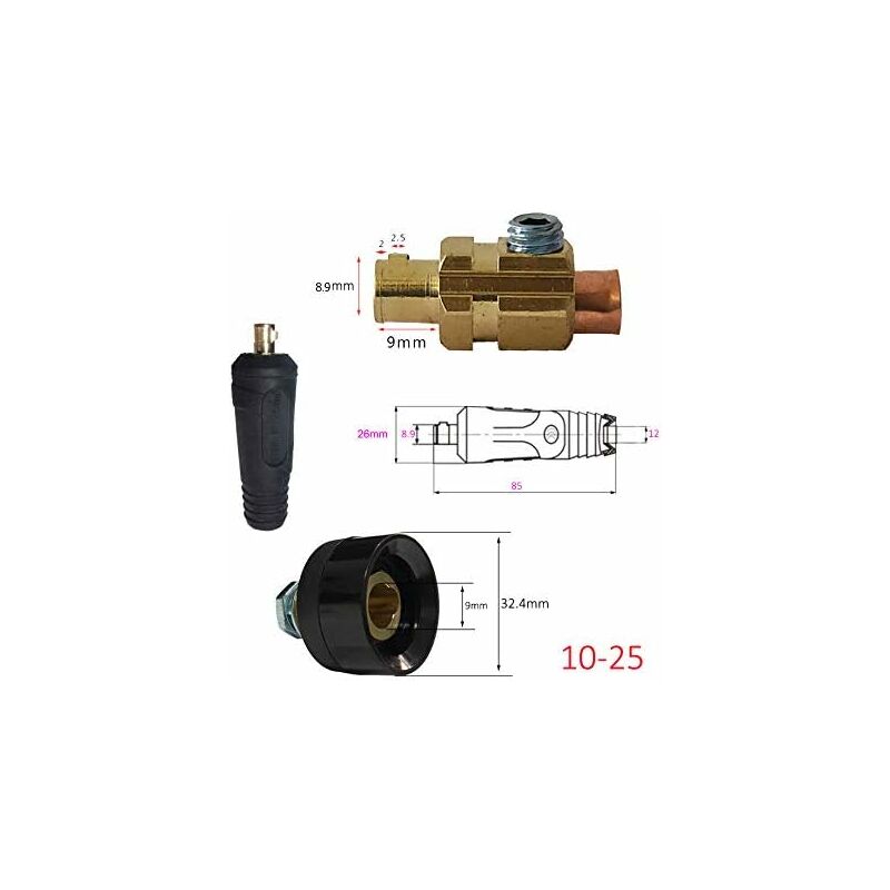 4 pcs Solder Cable Panel Connector Plug Kit 200Amp Quick Connect Socket (Dkj10-25 & Dkz10-25)