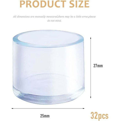 32 pcs 25Mm Clear Plastic ROund Chair Leg Caps Fit For ROund Table And Chair Legs With Diameter 25-27Mm