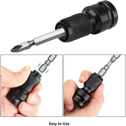 Impact Socket Driver Bit, 1/2" Square To 1/4" Hex Socket Adapters, For Impact Ratchet Wrench And Screwdriver Bit Holder
