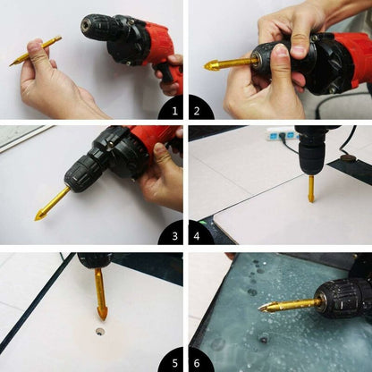 Tungsten Steel Glass Ceramic Tile Crystal Drill Bits With Hex Shank Titanium Coated 3Mm 4Mm 5Mm 6Mm 8Mm 10Mm 6 Pack
