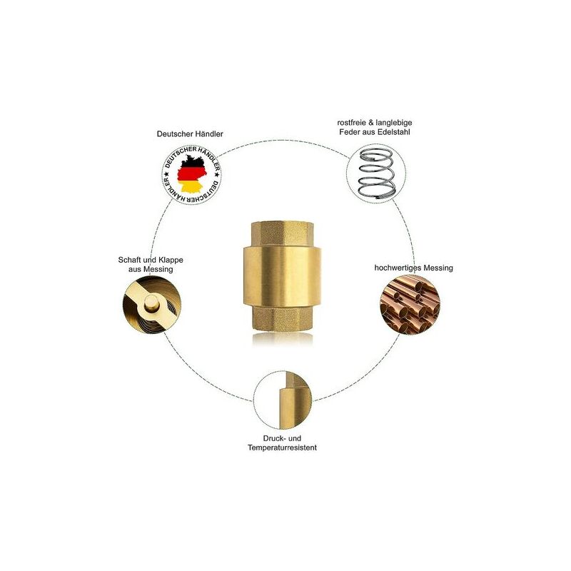 1 Inch Brass Check Valve High Quality Heavy Duty Rustproof Leakproof For Pump, Fountain, Washing Machine, Garden, Rain