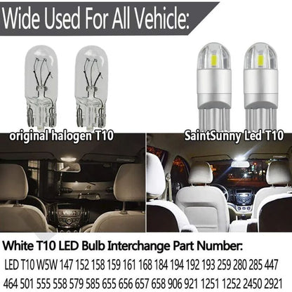 T10 W5W LED Side Marker Light 12V 6000K White 168 194 LED Turn Signal Light For Car Motorcycle License Plate Light Bulb