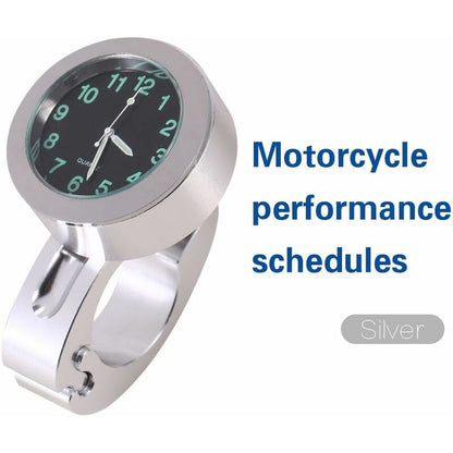 Motorcycle Handlebar Clock, Silver Motorcycle Waterproof Handlebar Glow Mount Clock Watch For Most Motorcycle Cruiser