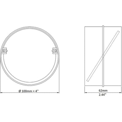 Ø 100Mm Connection With Non-Return Valve ROund Ventilation Pipe Ø 100Mm