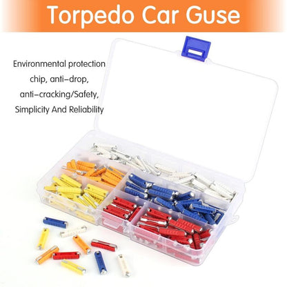 Torpedo Fuse, 200 pcs Car Torpedo Fuse For Classic Car Motorcycle, Car Torpedo Fuse With Storage Box And Continental