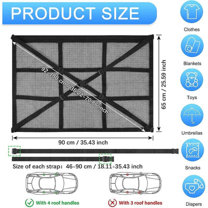 Car ROof Storage Net 90Cmx65Cm Universal Luggage Bag For Travel And Organizer Four ROof Armrests For Suv, Van