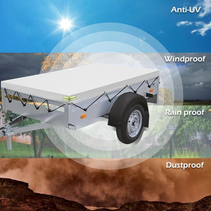 Flat Trailer Cover - 208 X 114 X 13 Cm - Dustproof - For 750 Kg Trailer - Grey