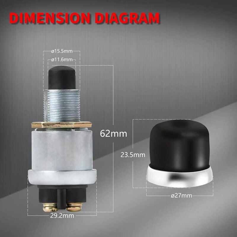 Engine Start Push Button Switch, Waterproof Momentary Starter Switch, 12V/24V Ignition Switch For Car Truck Boat Rv Atv