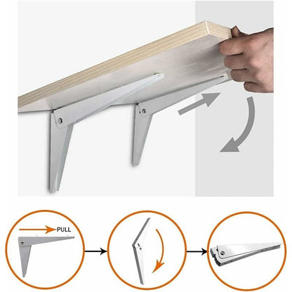 2 pcs Folding Wall Bracket, Shelf Brackets Metal Folding Shelf Brackets Garage Support Folding Bracket Diy Shelving,