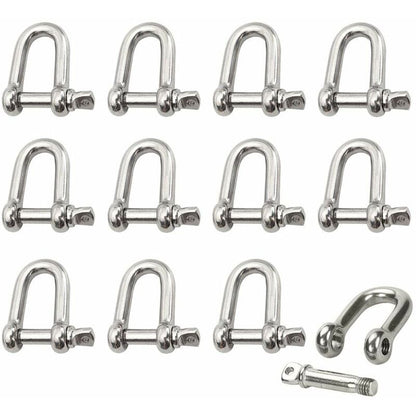 Stainless Steel Shackle 12 pcs M4 Stainless Steel Shackle Lifting Shackle Chain D Ring Shackle Pin Screw Buckle