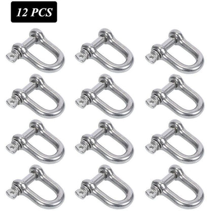 Stainless Steel Shackle 12 pcs M4 Stainless Steel Shackle Lifting Shackle Chain D Ring Shackle Pin Screw Buckle