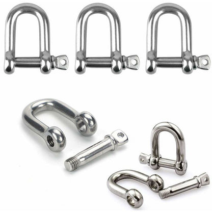 Stainless Steel Shackle 12 pcs M4 Stainless Steel Shackle Lifting Shackle Chain D Ring Shackle Pin Screw Buckle