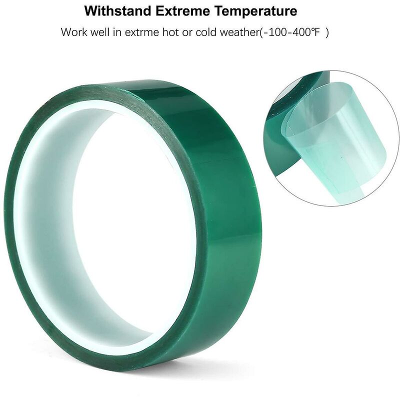 2 ROlls Green High Temperature Polyester Masking Tape Pet Powder Coated Ideal For Painting, Anodizing Applications