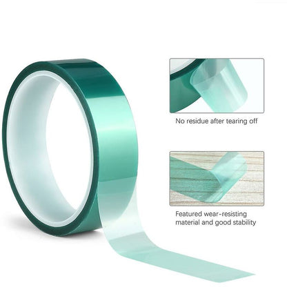 2 ROlls Green High Temperature Polyester Masking Tape Pet Powder Coated Ideal For Painting, Anodizing Applications