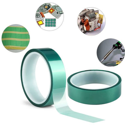 2 ROlls Green High Temperature Polyester Masking Tape Pet Powder Coated Ideal For Painting, Anodizing Applications
