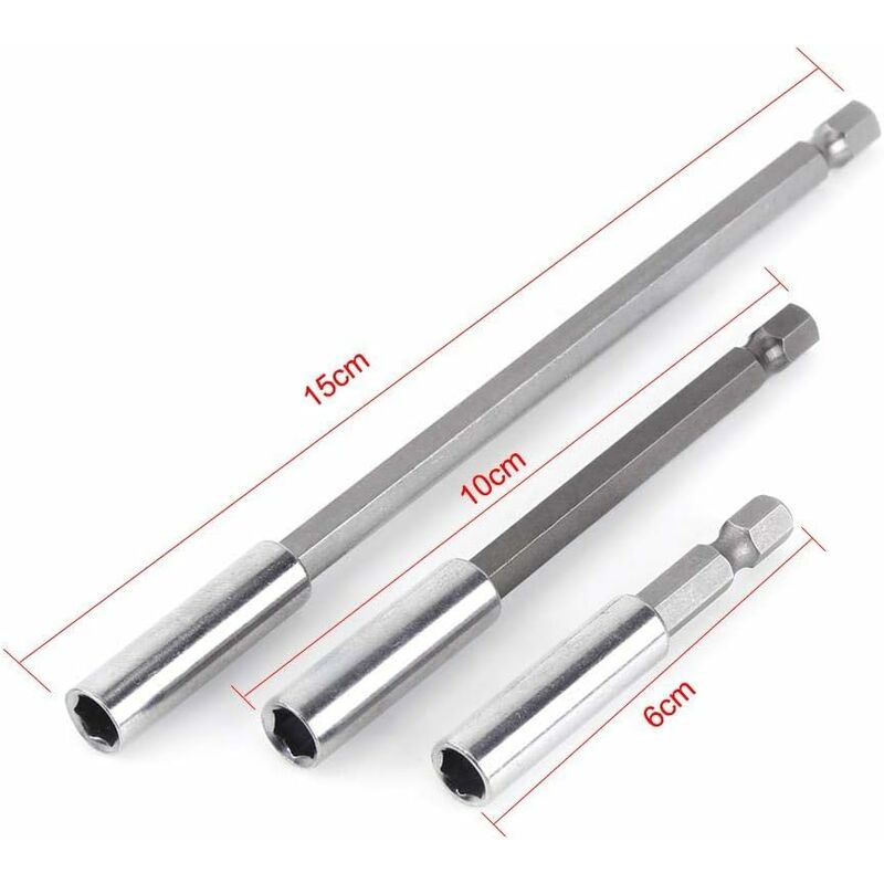 3 pcs 1/4" Magnetic Bit Holder Screwdriver Extension Hex Shank 60Mm 100Mm 150Mm Screwdriver Bit Extension