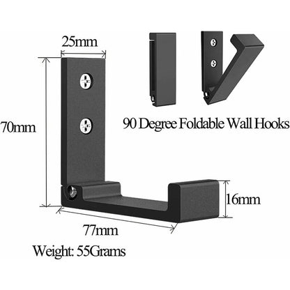 4 Pack Foldable Wall Hooks - Invisible Coat Hooks, Aluminum Wall Hook, Aluminum Alloy Wall Hanging Hook 90° Foldable