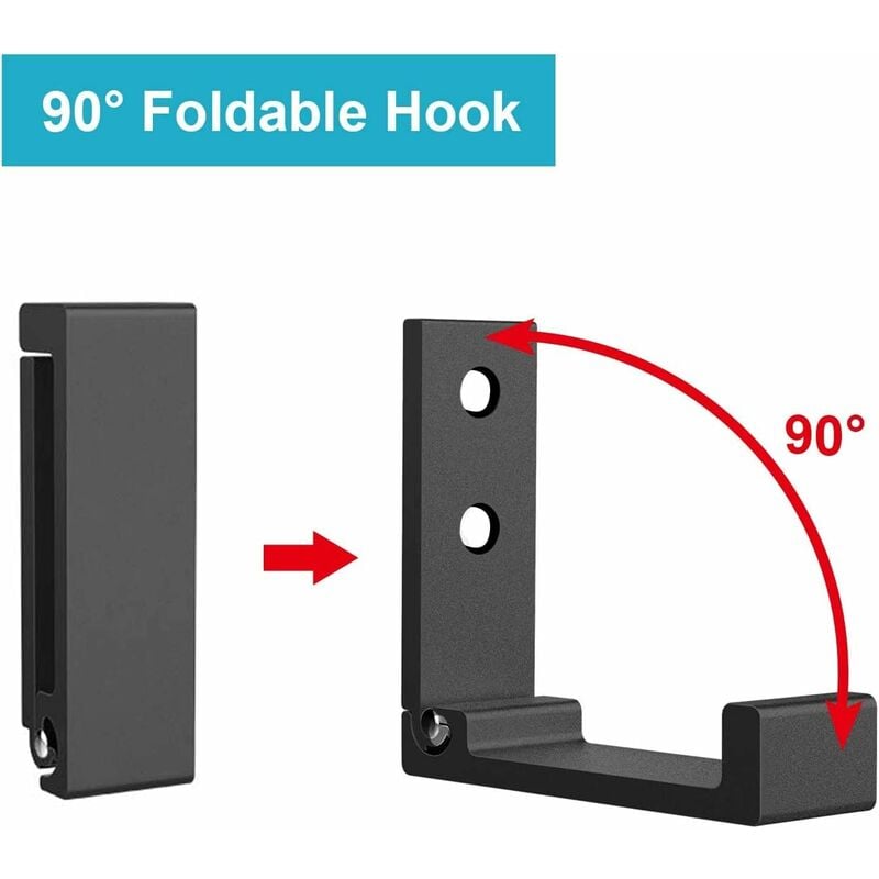 4 Pack Foldable Wall Hooks - Invisible Coat Hooks, Aluminum Wall Hook, Aluminum Alloy Wall Hanging Hook 90° Foldable