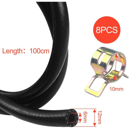 1 Meter Fuel Hose, 6Mm Inner Diameter Diesel Hose, Fuel Pipe With 8 pcs Hose Clamps, Fuel Line For Truck, Car, Tractor