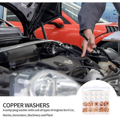 Copper Metal Washers, Gaskets Sealing Ring, Flat Washers, O-Ring With Box For Sealing - 200 pcs/M5 M6 M8 M10 M12 M14